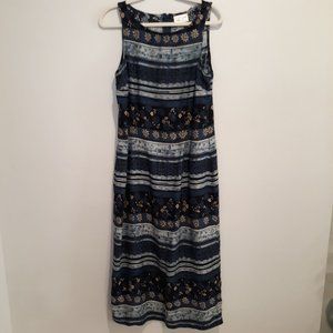 Navy Blue And Tan Sleveless Dress Size 14